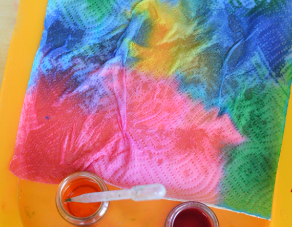 Dyed paper towel art
