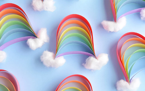 DIY paper strip rainbows