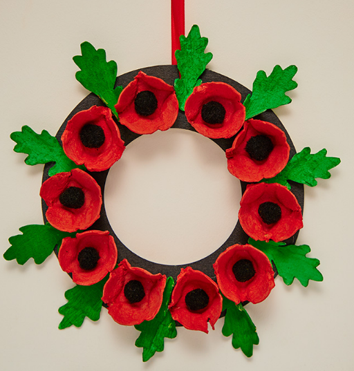 Egg Carton Poppy Wreath
