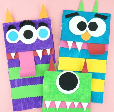 Paper Bag Monster Puppets