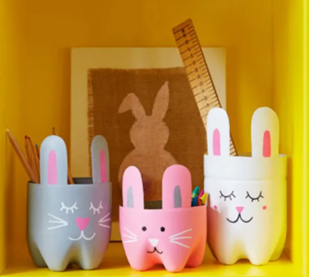 Pen Pots from Plastic Bottles