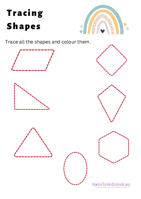 Tracing and colouring shapes