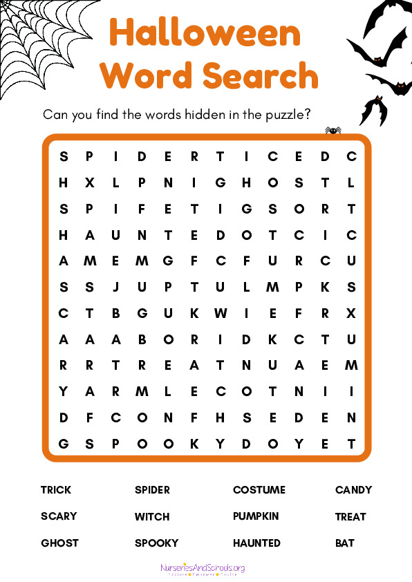 Halloween word search - English