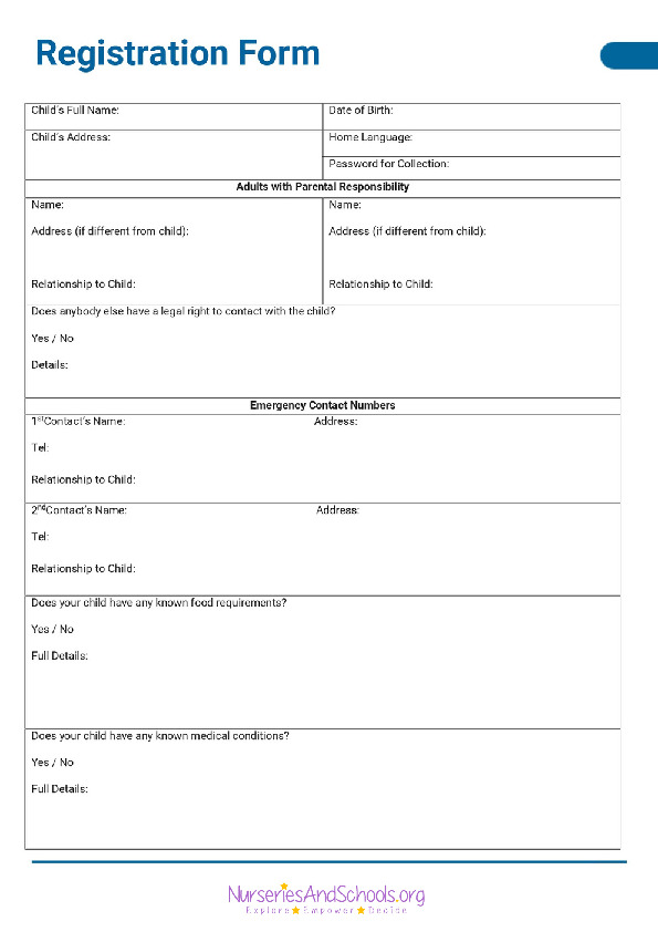 Registration form