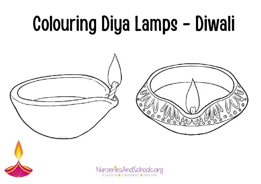 Colouring Diya Lamps - Diwali