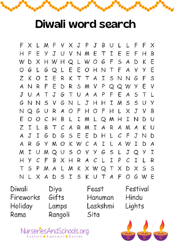 Diwali word search