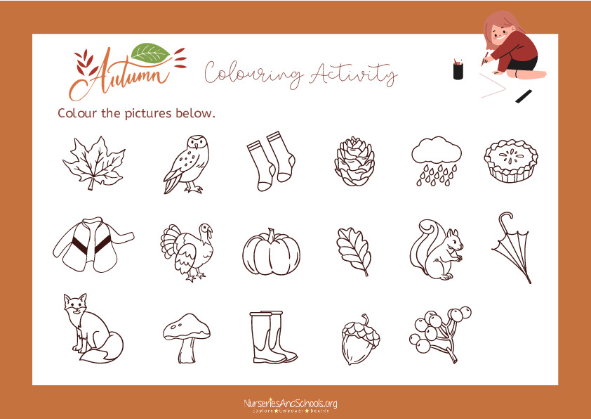 Autumn fun colouring activity