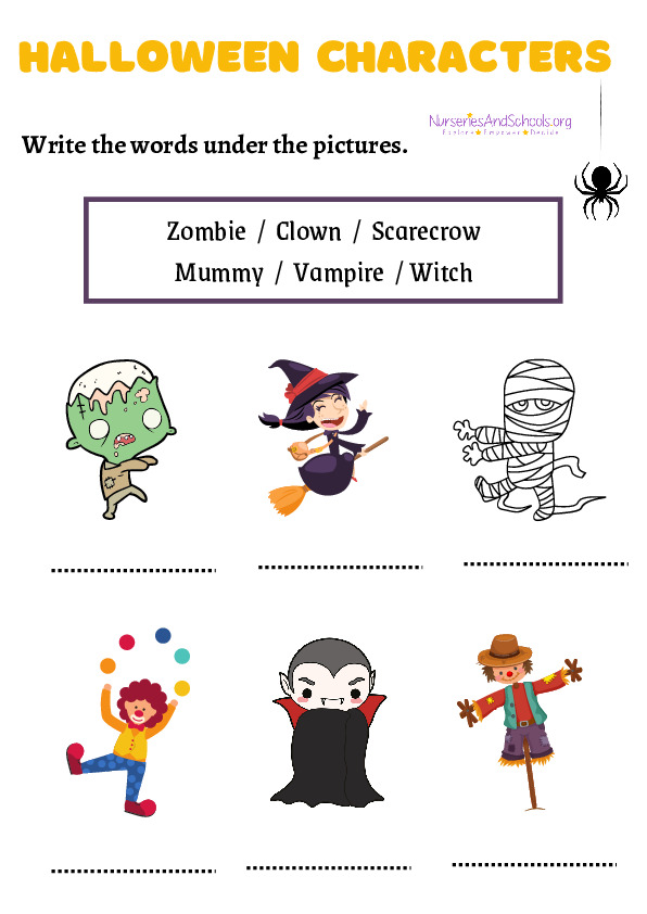 Halloween Characters - Labelling activity