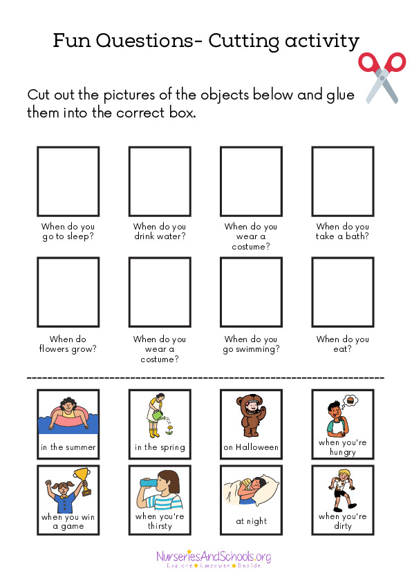 Fun Questions- Cutting activity