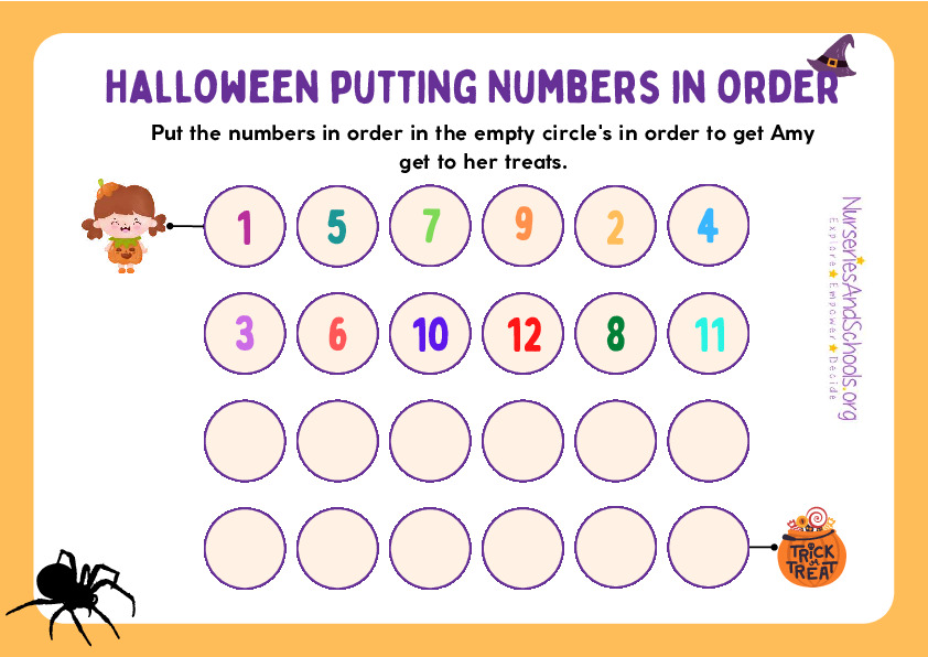 Halloween putting Numbers in order
