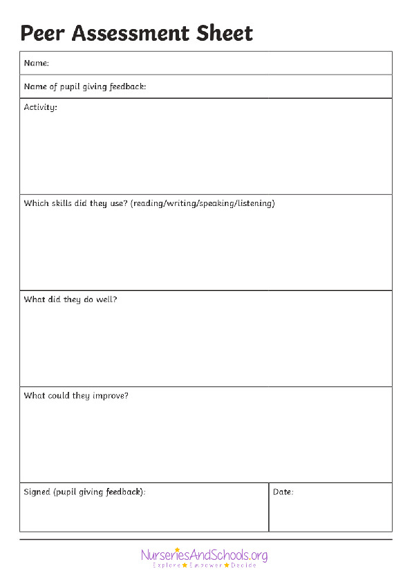 Peer Assessment Sheet