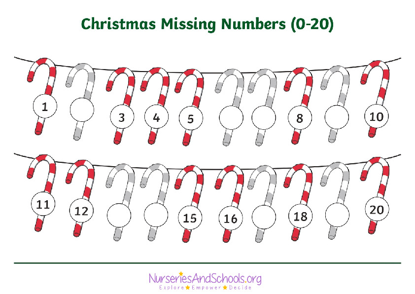 1-20 Christmas missing numbers