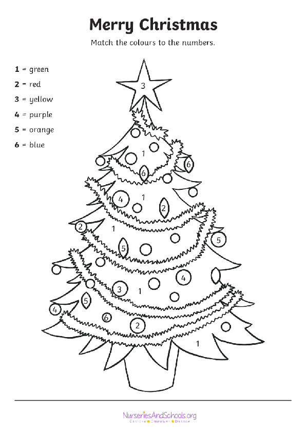 Match the colours to the numbers - Christmas activity