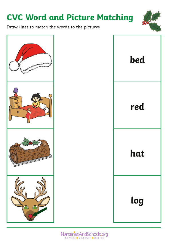 CVC Word and picture matching - Christmas