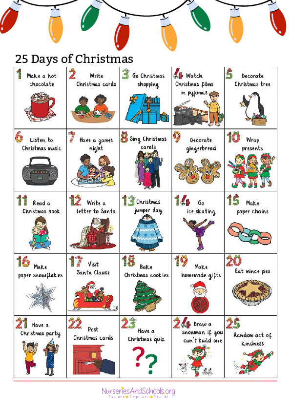 25 days of Christmas template