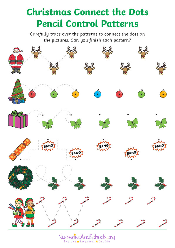 Christmas connecting dots - Pencil control patterns