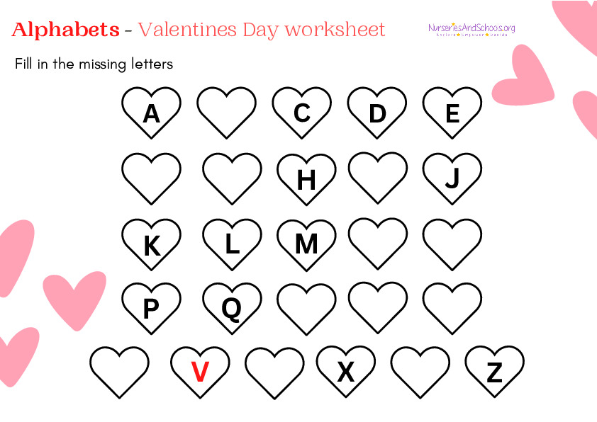 Alphabets - Valentines Day worksheet