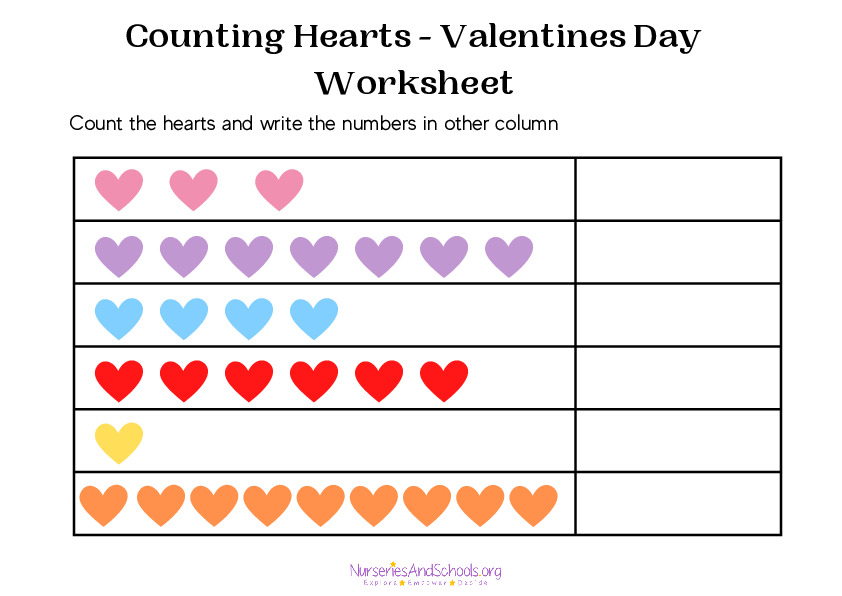 Counting Hearts - Valentines Day Worksheet