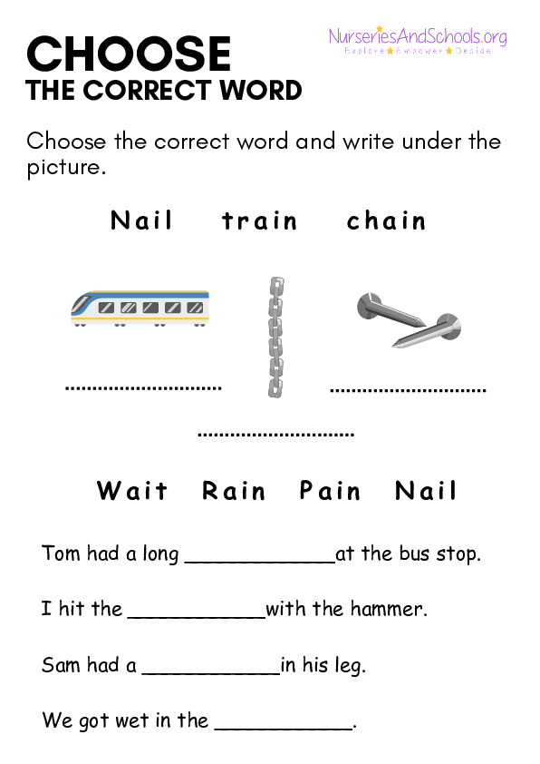 Choose the correct word - KS1