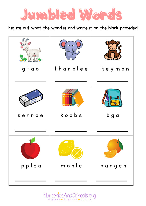 Jumbles words - English worksheet KS1