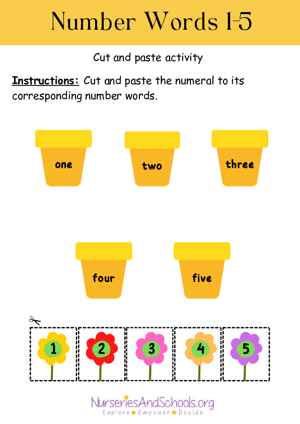 Number Words - Cut and paste activity