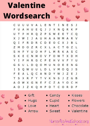 Valentine day wordsearch