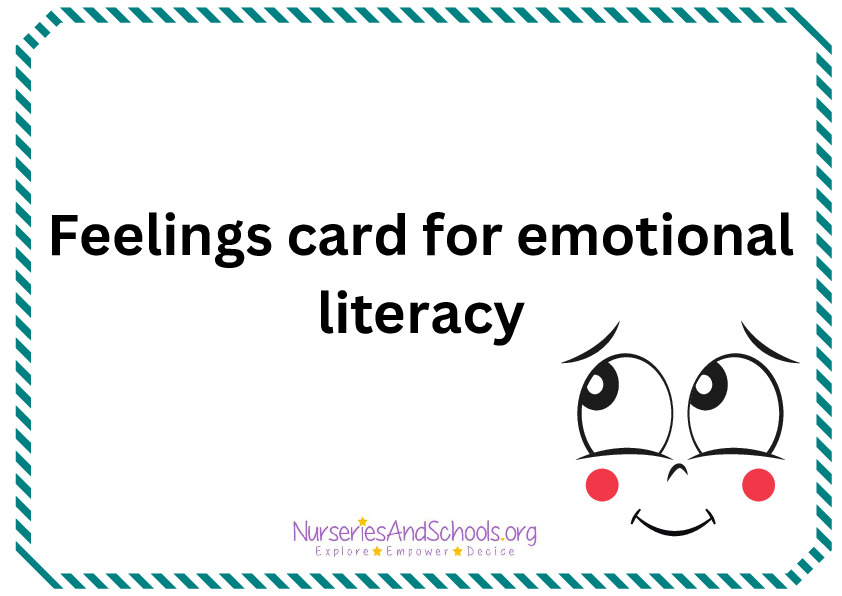 Feelings card for emotional literacy