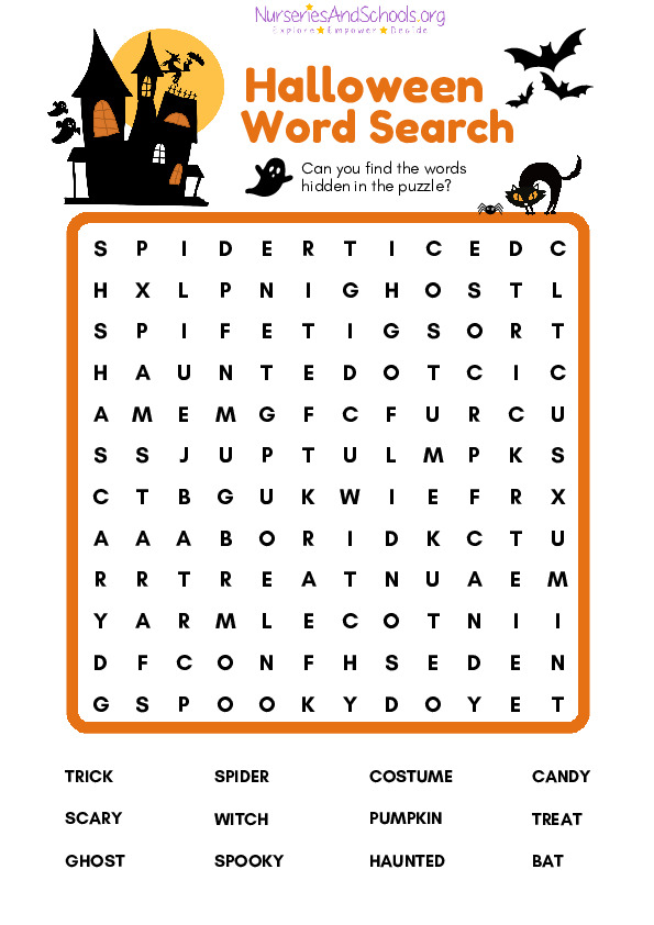 Halloween Word Search Worksheet