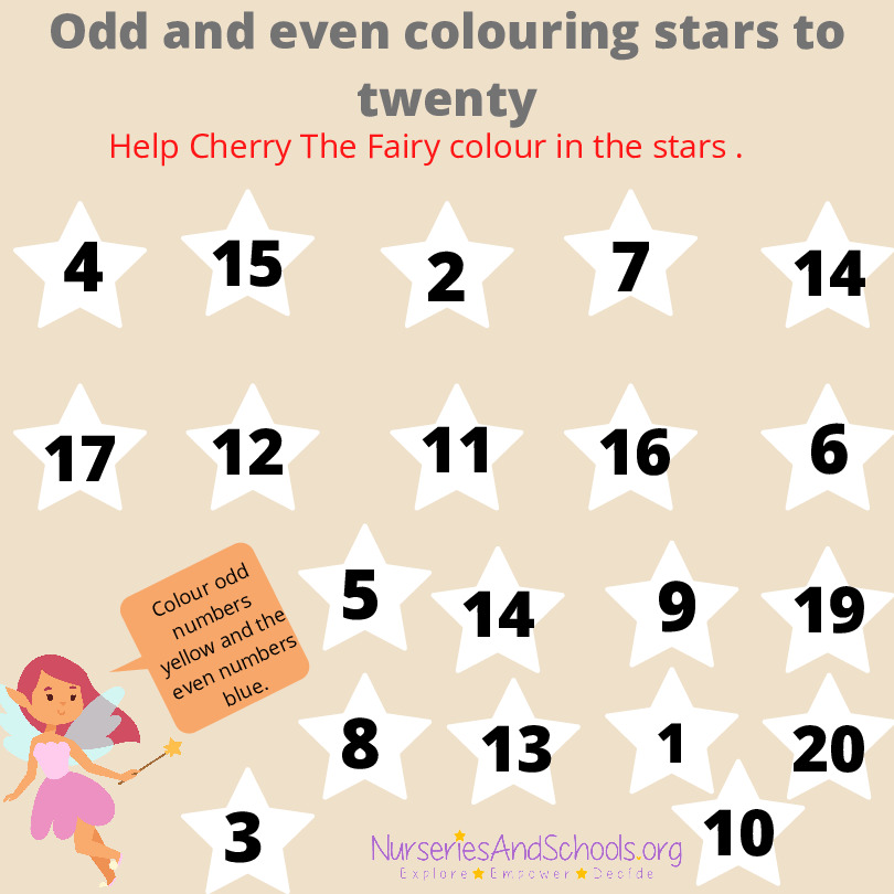 Odd and even numbers colouring stars activity.