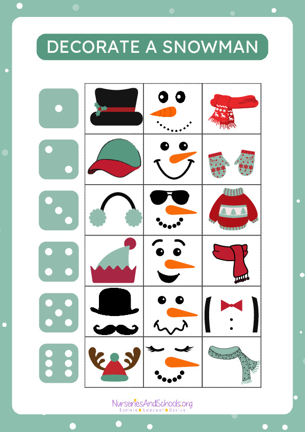 Snowman art activity worksheet