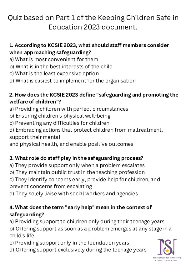 Safeguarding Quiz- KCSIE 2023