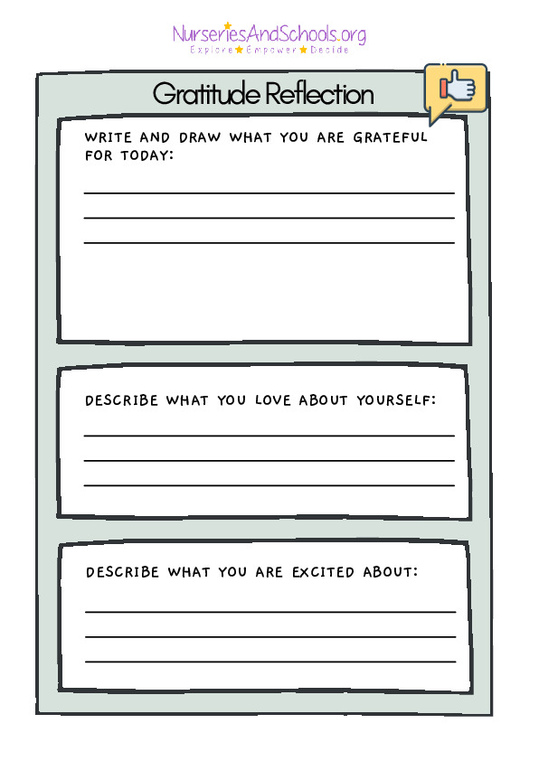 Gratitude Reflection Classroom Worksheet