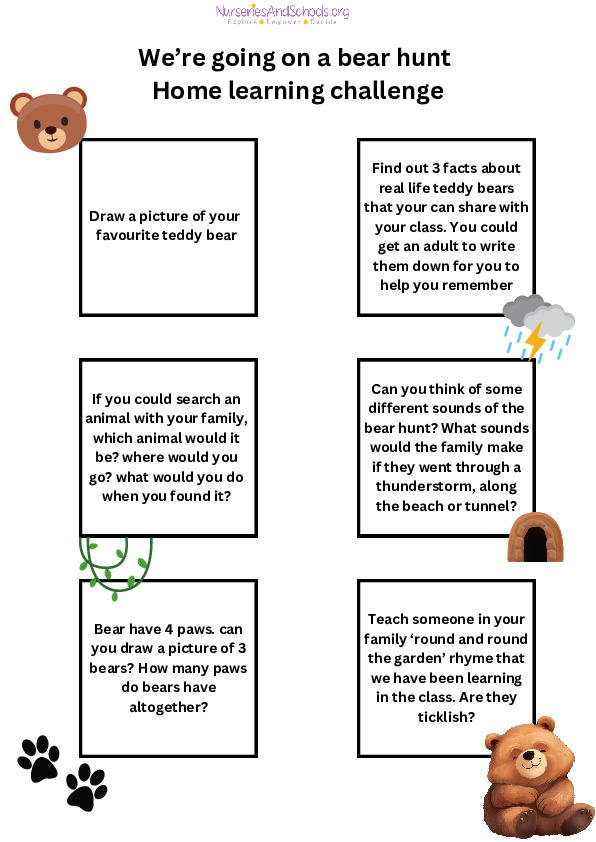 We are going on a bear hunt - Home learning challenge sheet