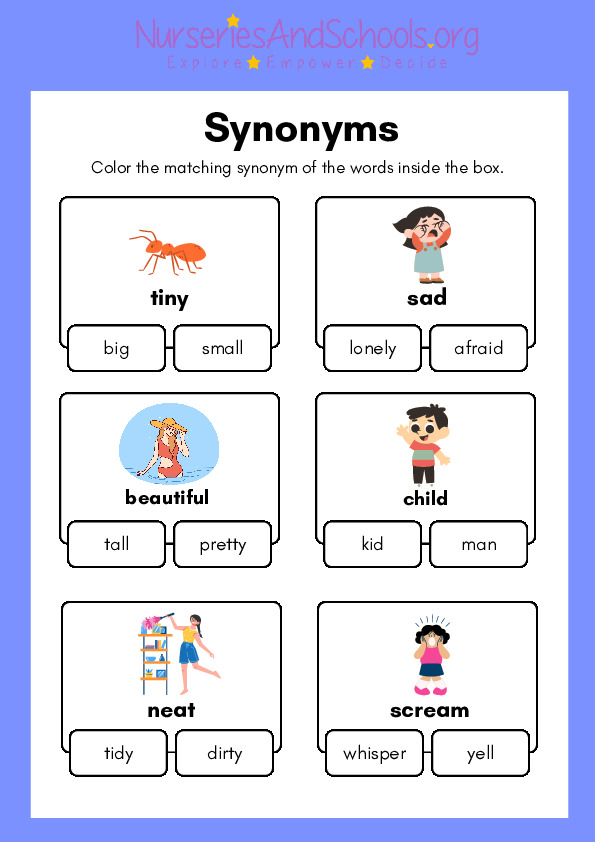 Synonyms- English Language worksheet