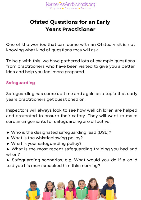 Ofsted Questions for an Early Years Practitioner