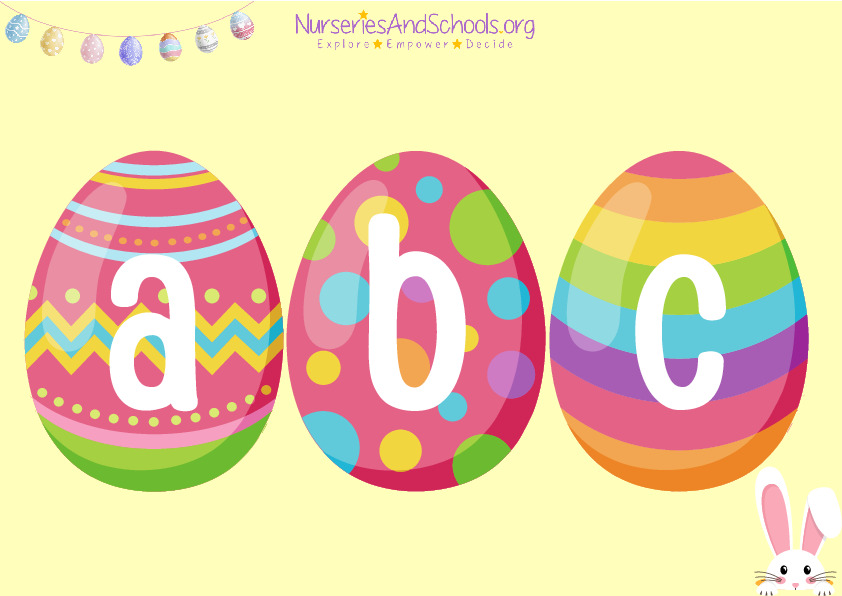 Multicolor Egg theme lower case letters- communication and language