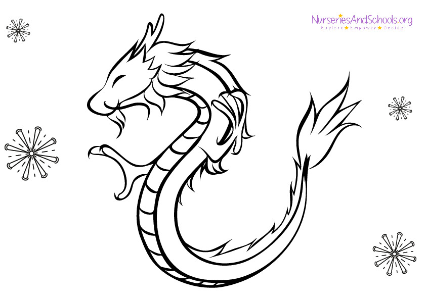Chinese New Year- Dragon coloring worksheet landscape