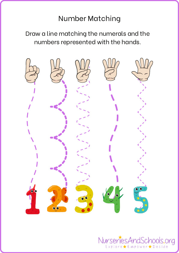 Number matching with numbers represented with hands