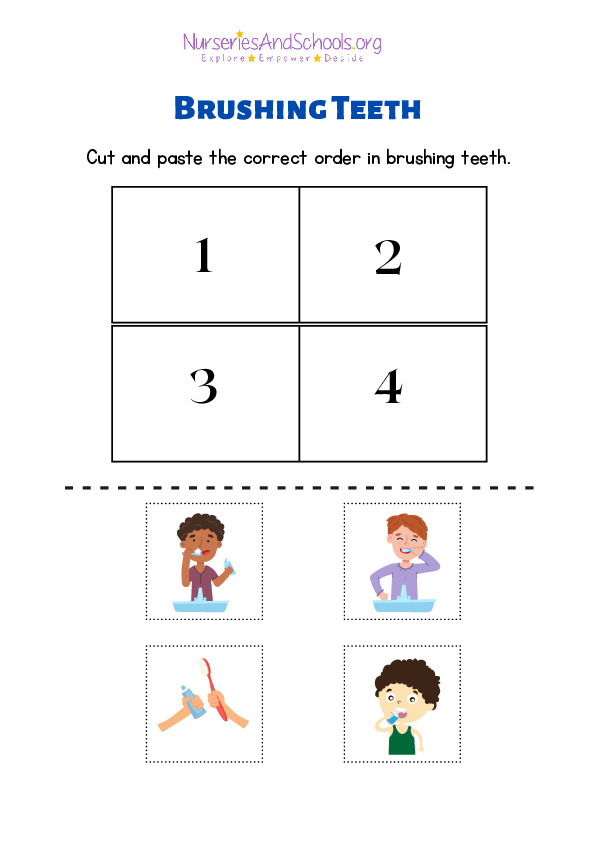 Cut & Paste: Brushing Teeth Order Worksheet