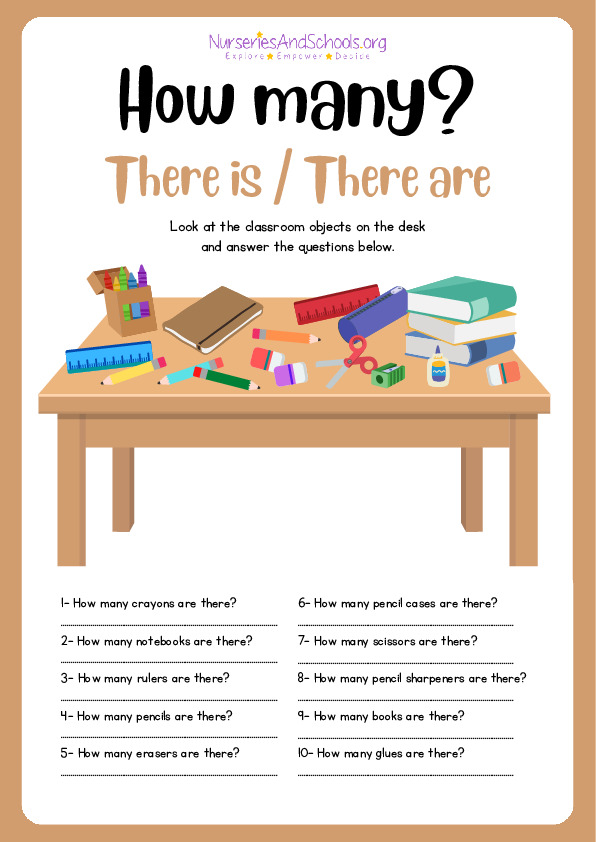 How many? There is / There are classroom objects
