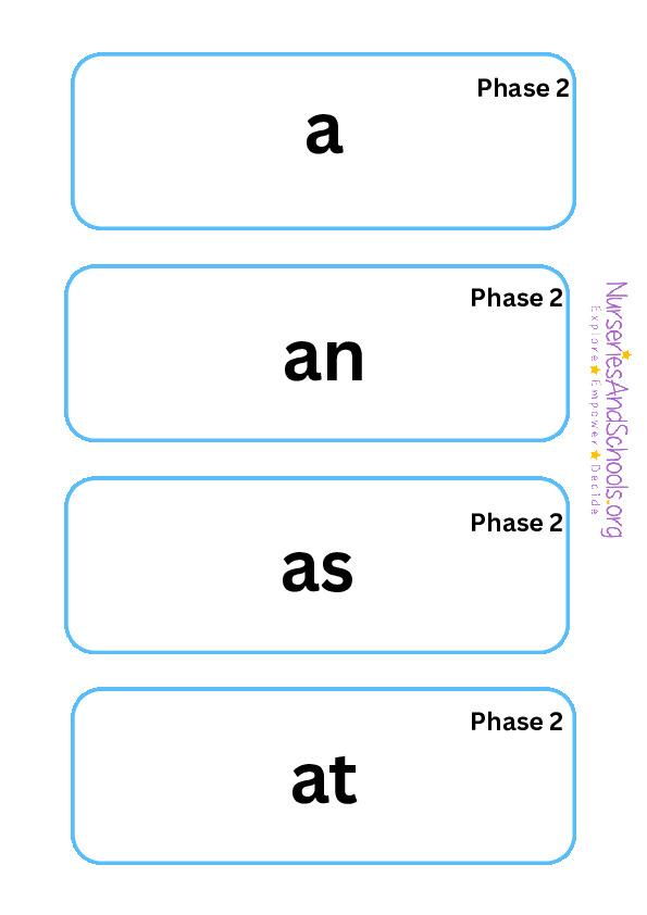 Reception high frequency word cards