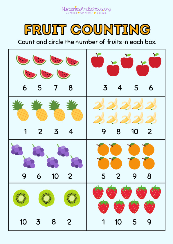 Fruit Counting Worksheet