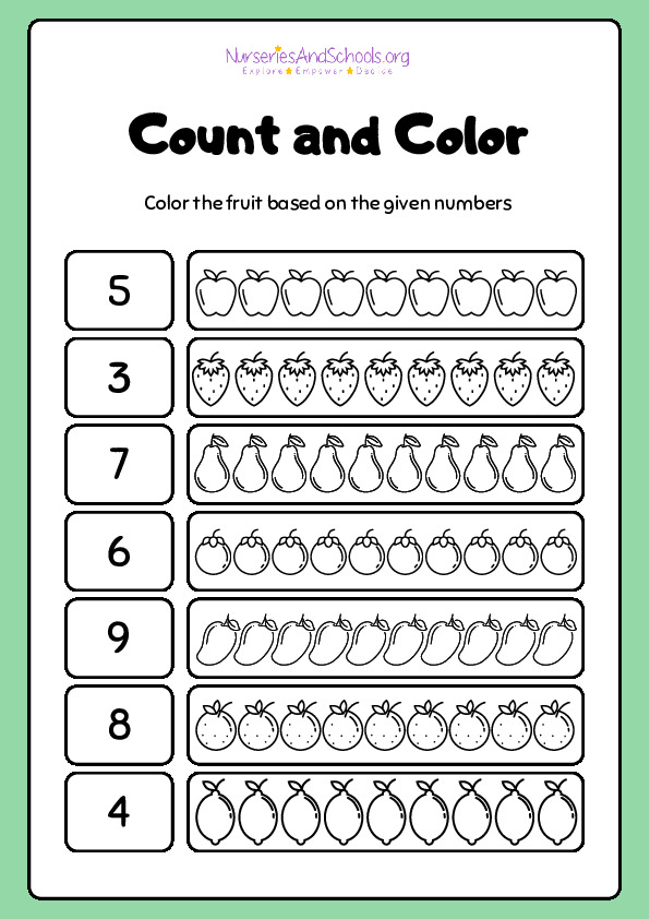 Count and Color Activity Worksheet