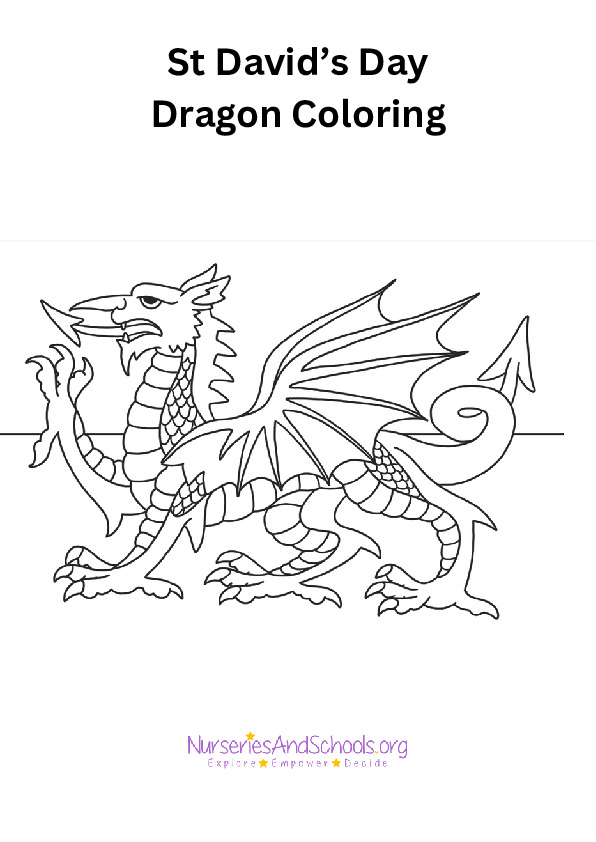 St David's Day- Dragon Coloring Worksheet