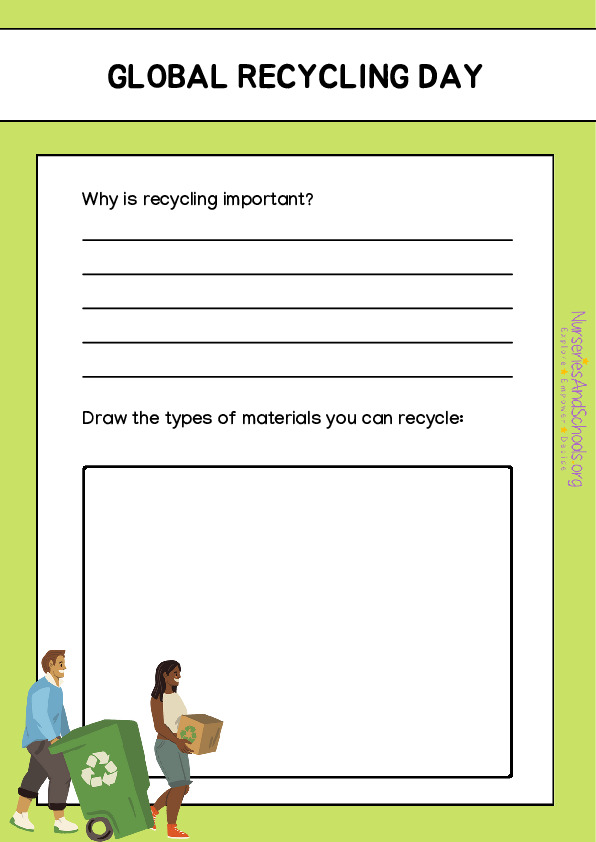 Global Recycling Day Writing Worksheet