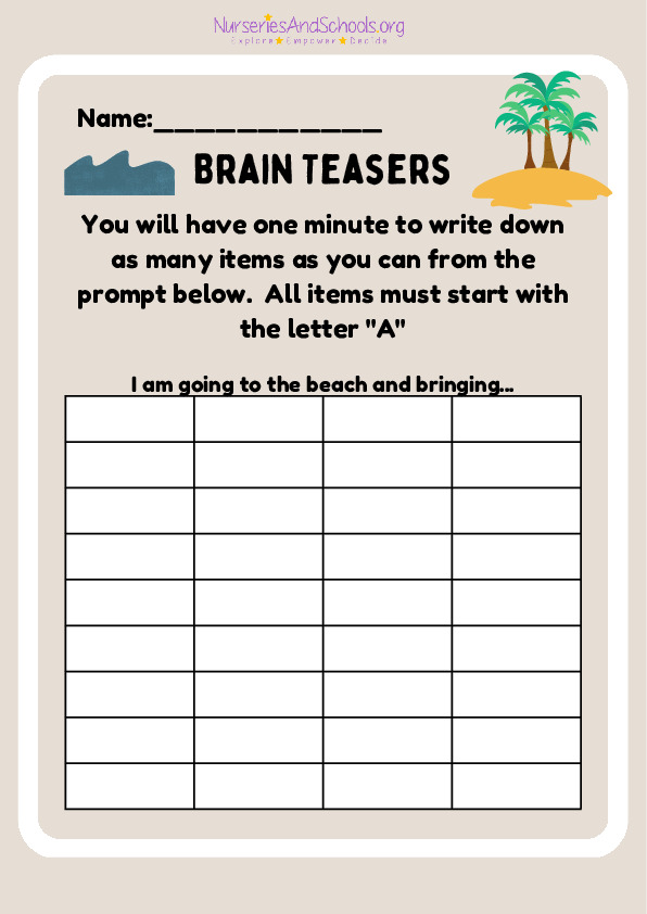 Neurodiversity Celebration Week- Brain Teaser worksheet