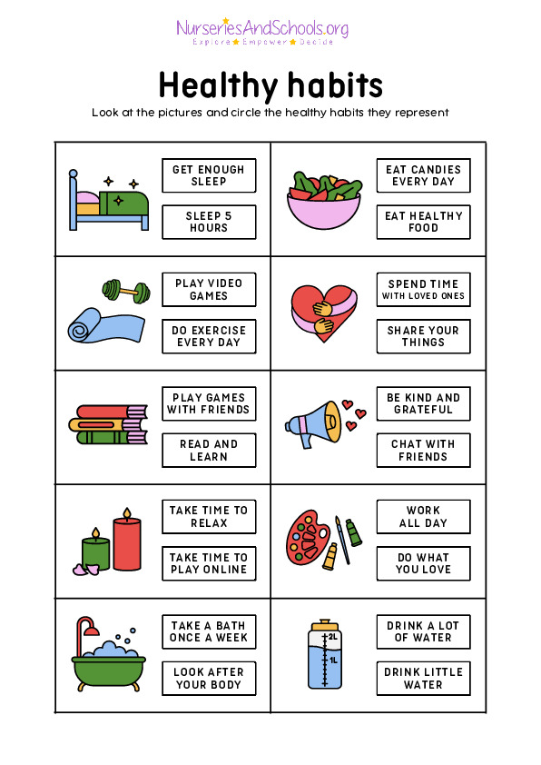 Healthy habits vocabulary worksheet