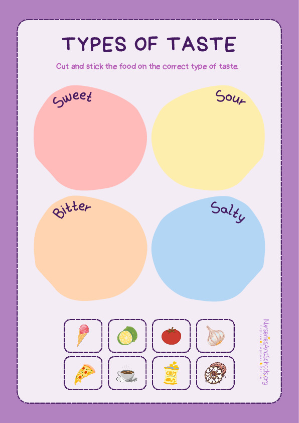 Types of Taste- Cut and Stick English Worksheet