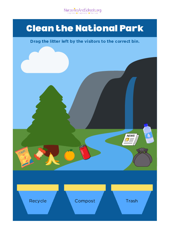 Earth Day- Clean the national park worksheet