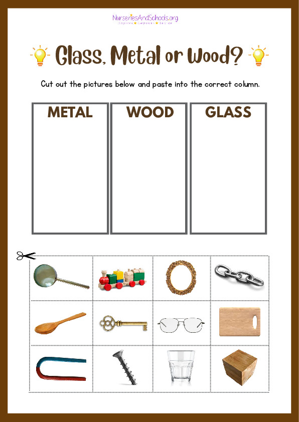 Science Solid Material Sorting Worksheet